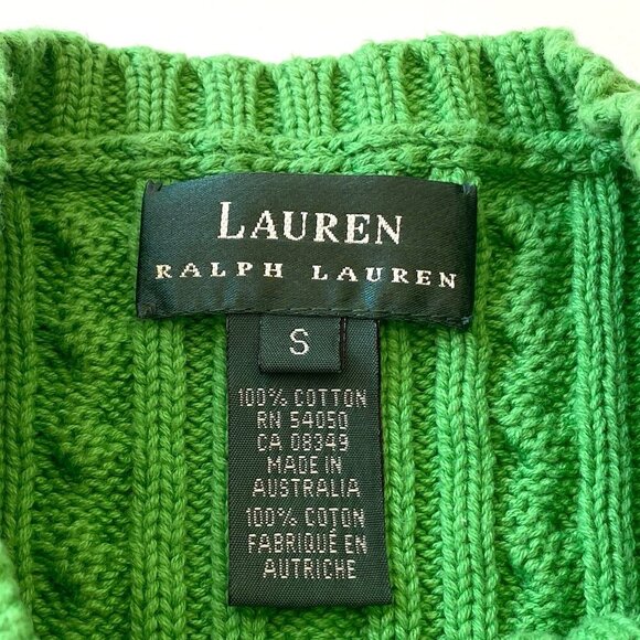 Lauren Ralph Lauren Womens S Chunky Cable Knit Fisherman Cotton Sweater Crest - Picture 2 of 5